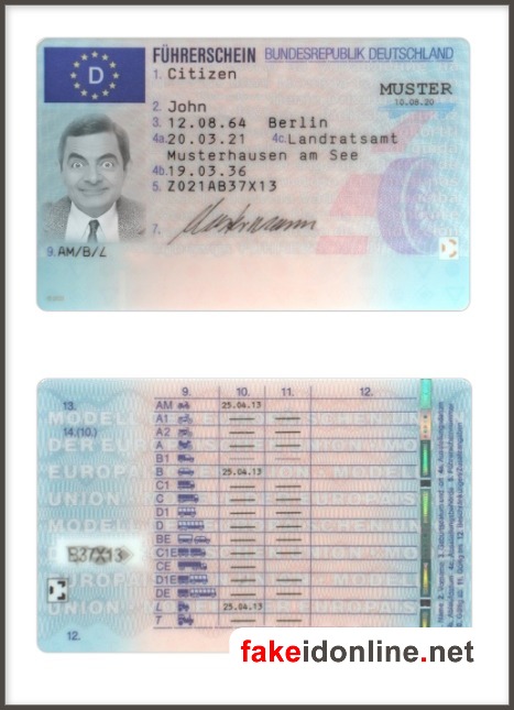 Germany Driver License PSD Template